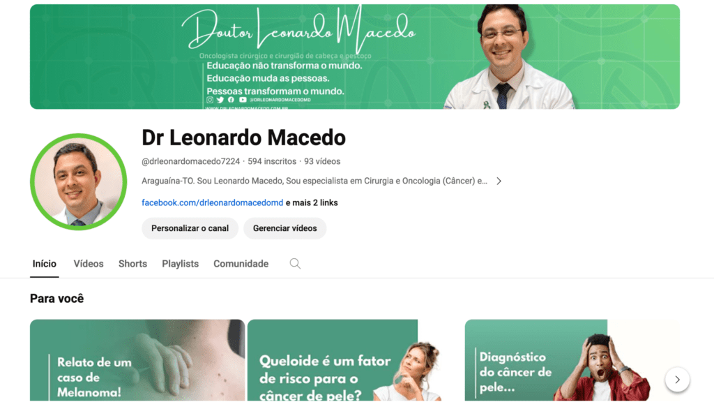 CANAL DO YOUTUBE DR LEONARDO MACEDO